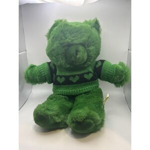 CHOSUN Vintage Plush 16" Teddy‎ Bear Bright Green Stuffed Animal 1980's Sweater